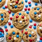 Soft and chewy 4th of July Monster Cookies with M&Ms