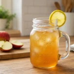 Glass of Apple Cider Vinegar detox drink with lemon and cinnamon