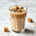 Brown Sugar Vanilla Iced Coffee served over ice with creamy vanilla milk