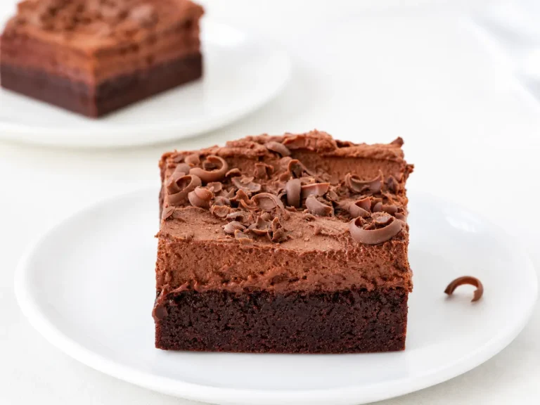 Chocolate Mousse Brownies with fudgy brownie base and silky ganache topping