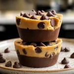 Freshly baked Cookie Dough Cups with chocolate chips and soft centers