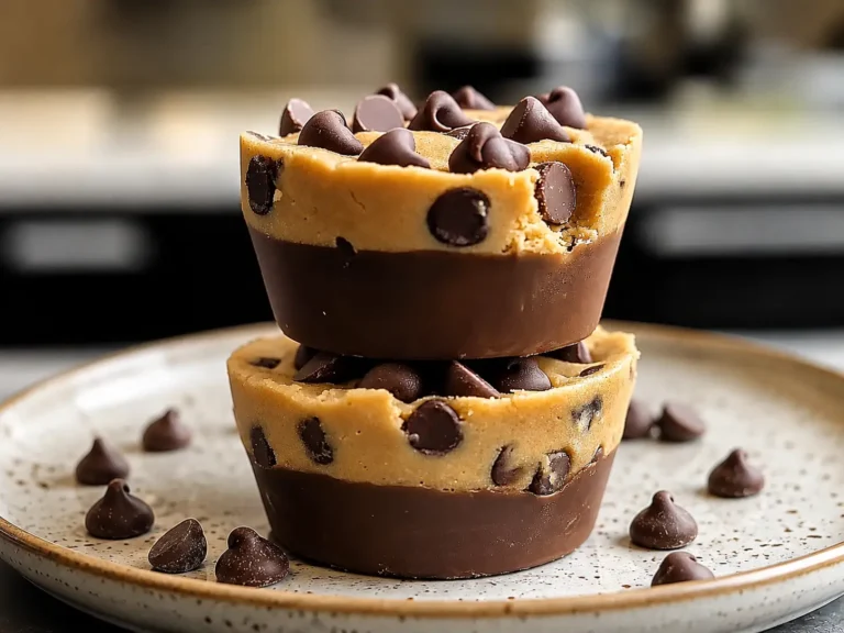 Freshly baked Cookie Dough Cups with chocolate chips and soft centers