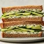 Cucumber Sandwich with creamy herb spread and fresh cucumber slices