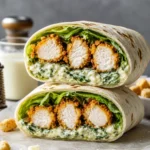 Easy Chicken Caesar Wraps filled with crispy chicken and romaine lettuce