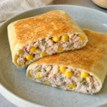 Healthy Tuna Melt Wrap with melted cheese and crispy tortilla