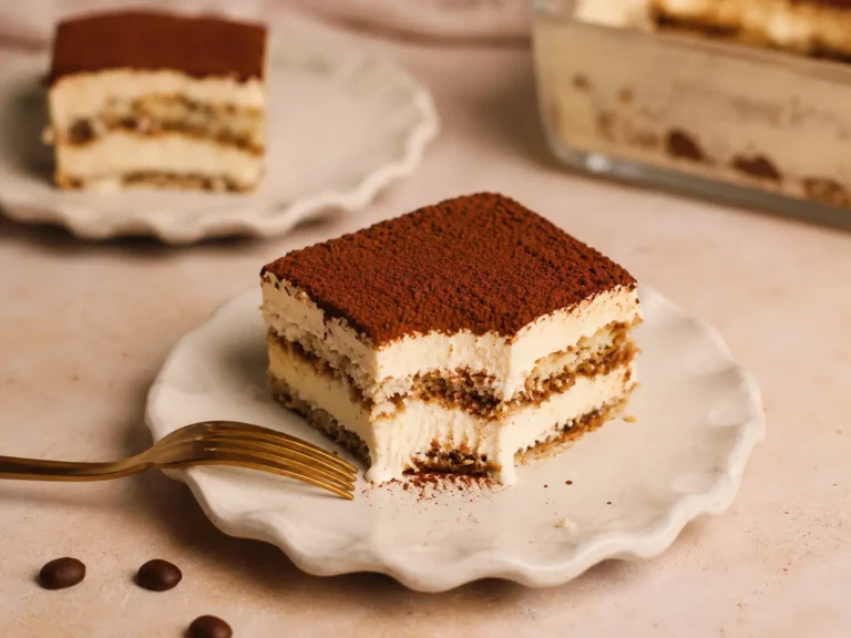 Creamy Italian Tiramisu with cocoa powder and coffee-soaked layers