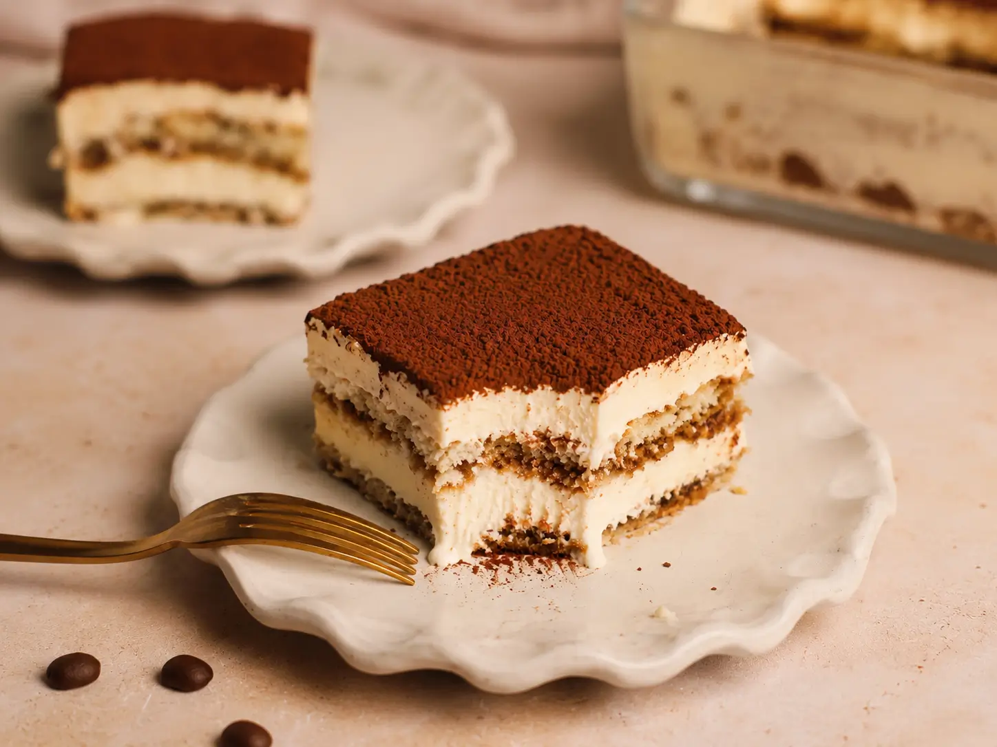 Creamy Italian Tiramisu with cocoa powder and coffee-soaked layers