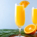 Fresh sparkling Mock Mimosa served in a champagne flute at brunch