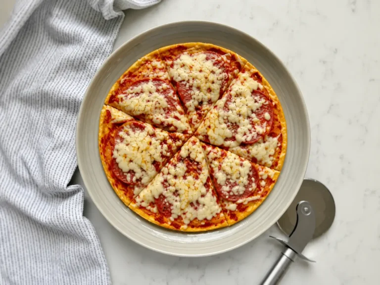 Crispy cheesy Pizza Eggs served hot in a skillet with herbs