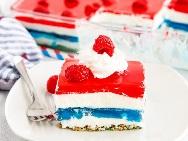 Pretzel Salad with creamy berry layers and crunchy pretzel crust