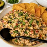 Creamy Southwestern Chicken Salad with black beans, corn, and shredded chicken