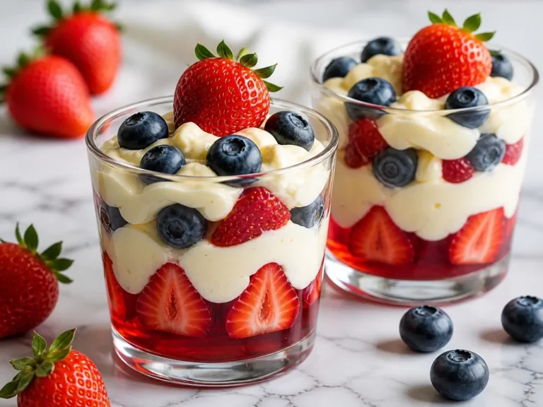 Trifle Cups with Whipped Vanilla Cream layered dessert