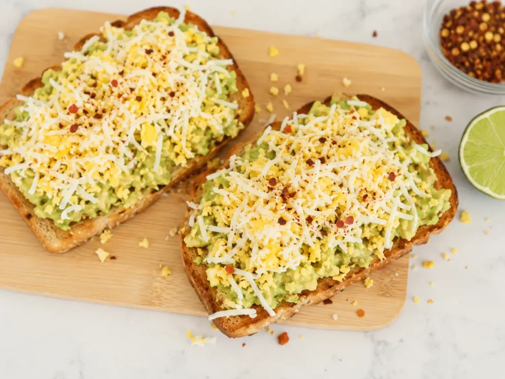 Avocado Toast with Egg on crispy sourdough with hot honey