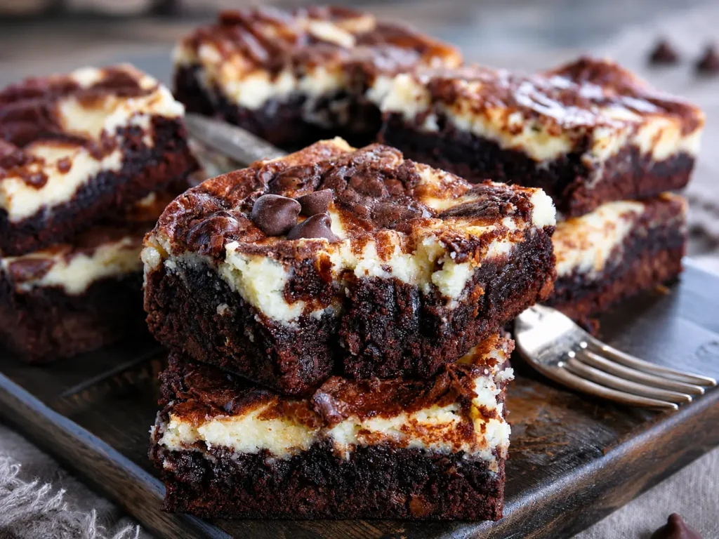 Cheesecake Brownies with a creamy cheesecake layer and fudgy chocolate base